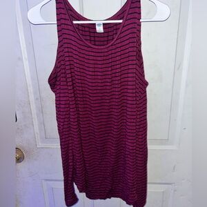 Striped Sleeveless Top - Pink and Black